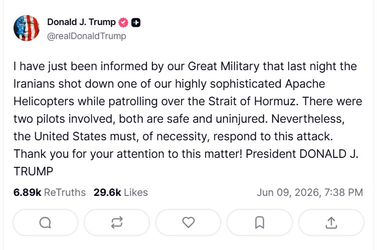 Trump a lelőtt helikopterről: az USA-nak „muszáj” reagálnia